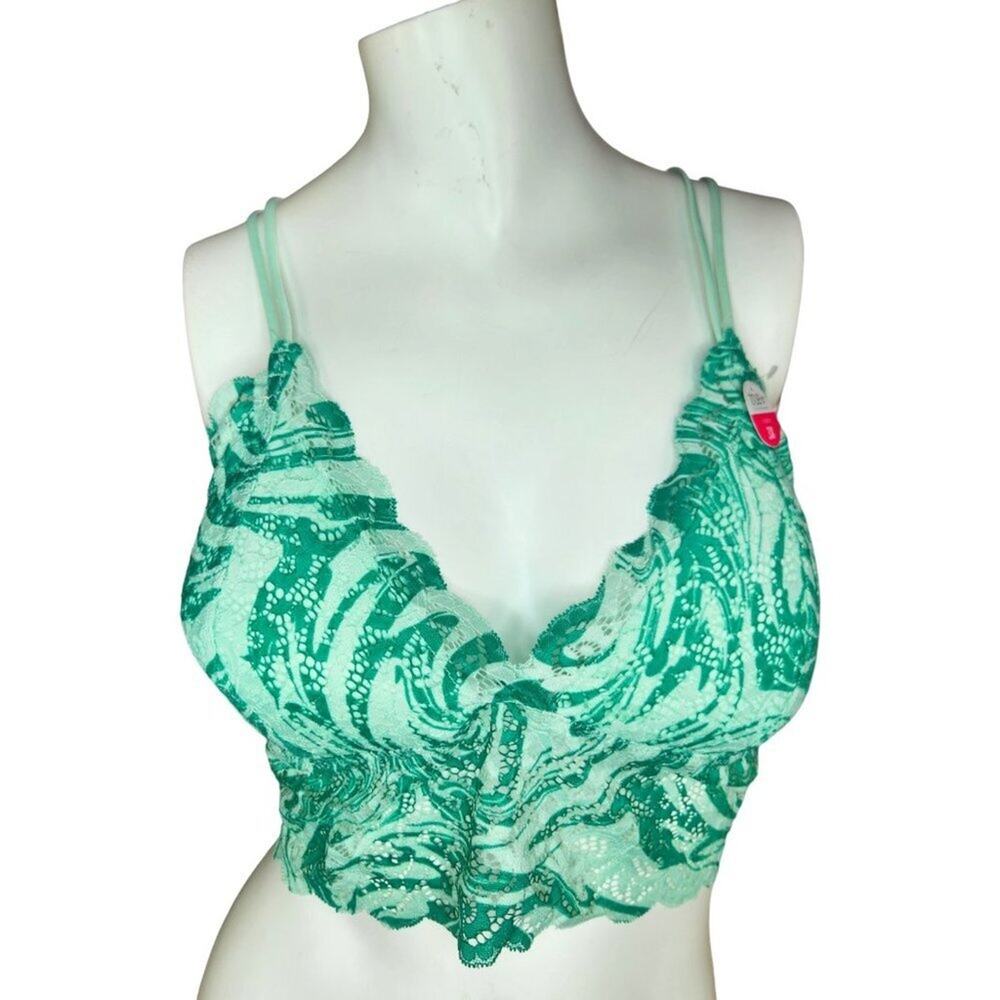 True by Rue 21 Womens Bralette Size 3X Green Floral Lace Adjustable NWT Strappy